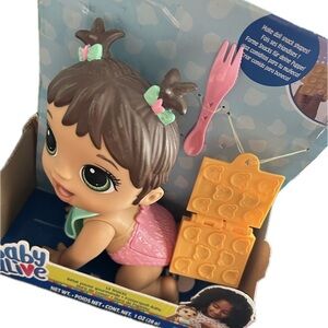 Baby Alive Crawling Lil Snacks Doll with Cute Eyes, Brown Hair - Eats & Poops